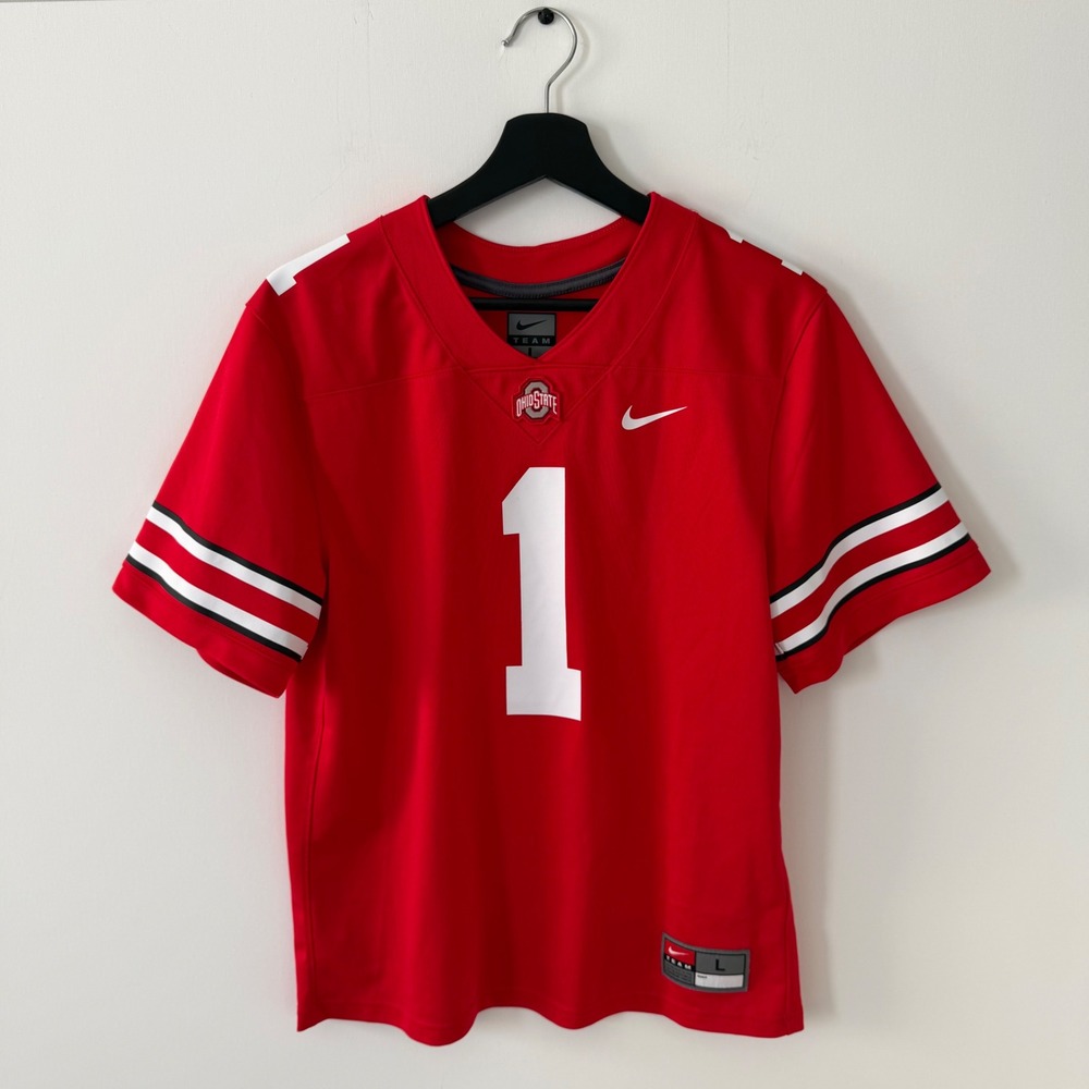 Nike Team Ohio State Buckeyes Jersey Red Number 1 Womens Large Football Top